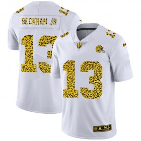Camiseta Hombre NFL Cleveland Browns Odell Beckham Jr. 13 Nike Flocked Leopard Print Blanco